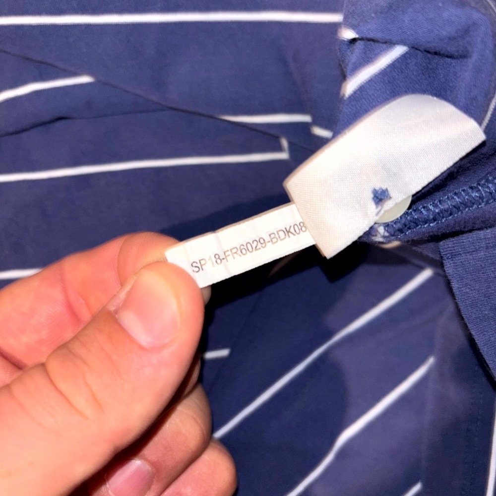 B. Draddy Polo Shirt Mens Large Blue White Striped Pima Cotton Performance Golf - Picture 6 of 8
